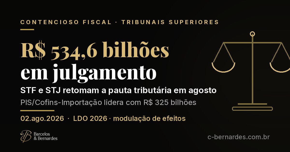 Capa: R$ 534,6 bilhões em jogo: STF e STJ retomam pauta tributária